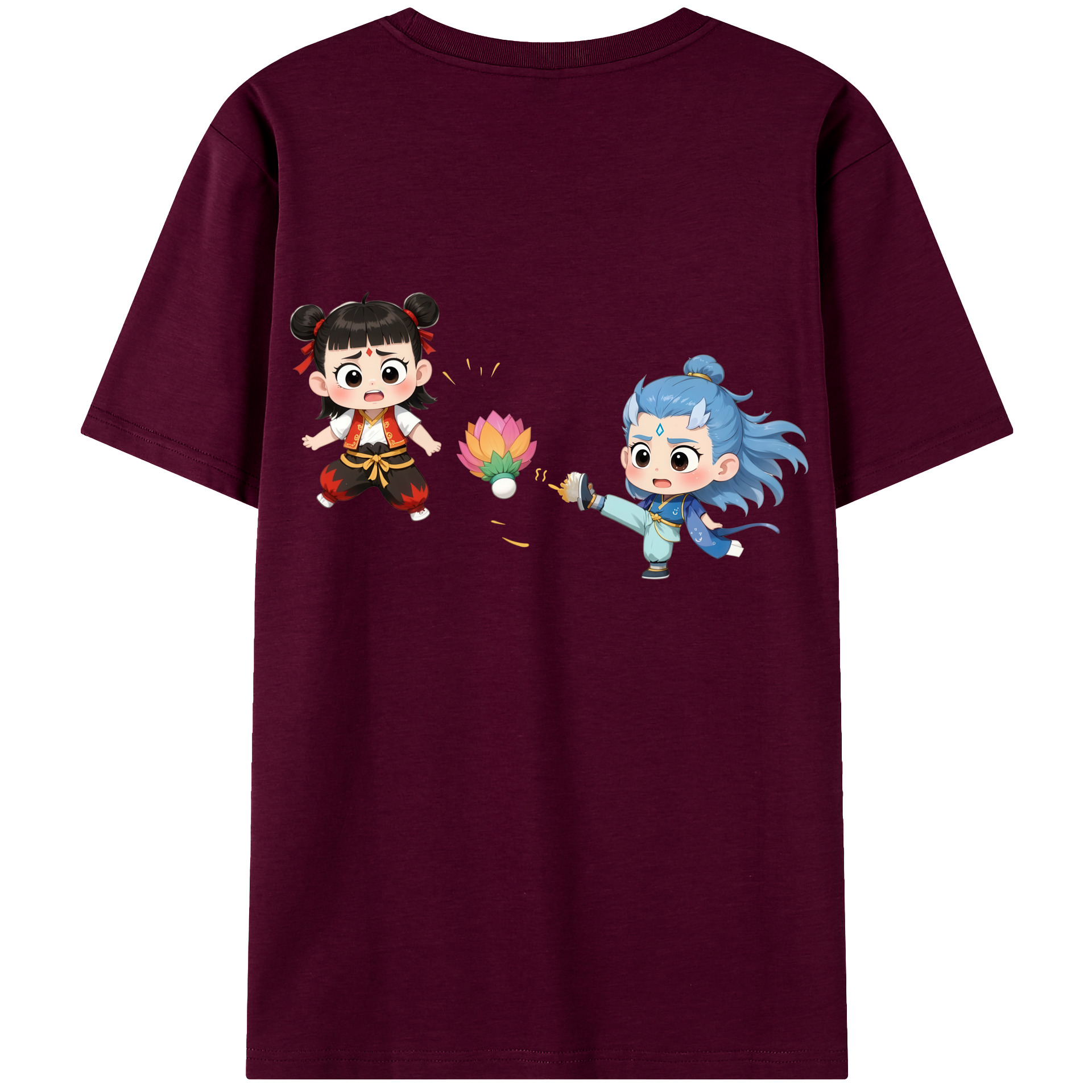 （画像用） Ne Zha 2 ナタ 魔童の大暴れ レディース半袖Tシャツ(バックプリント)